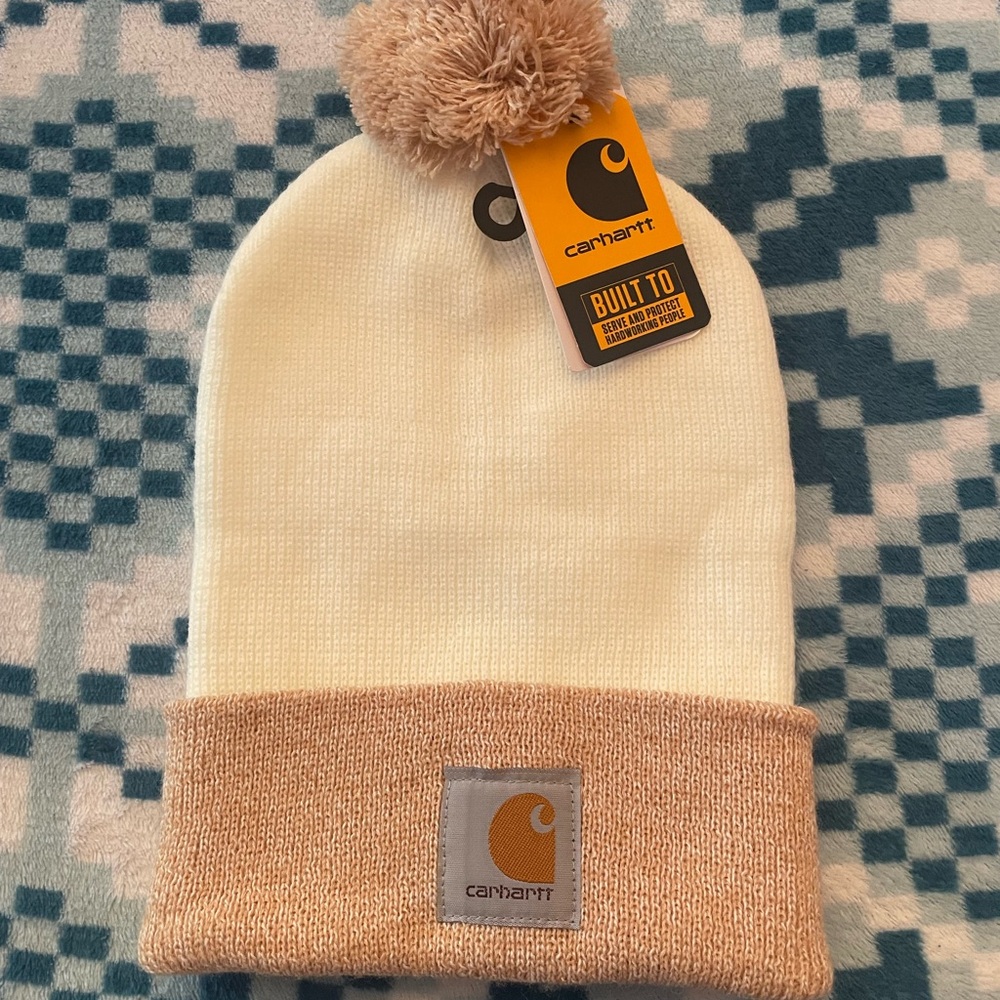 Carhartt women’s Beanie - Cream (pink) and Tan